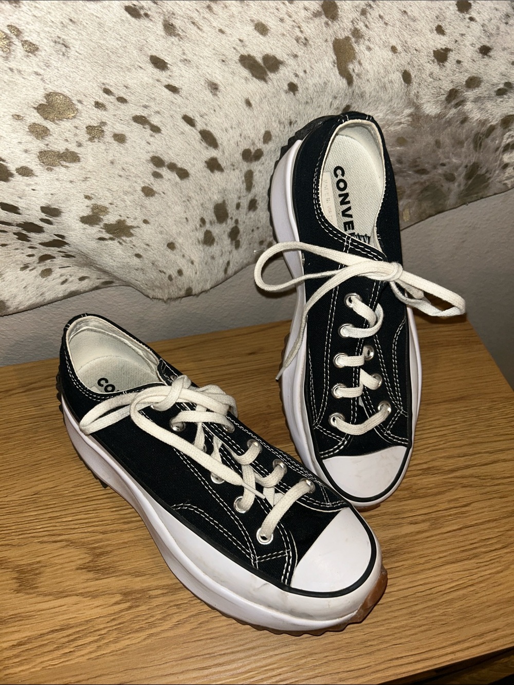 Converse Black and White Platform Low Top Sneakers
